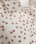 White Floral Chiffon Button Down Collar Dress