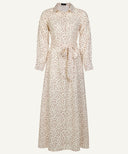 White Floral Chiffon Button Down Collar Dress