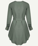 Ivy Green Buttoned Cuff Long Sleeve Tunic