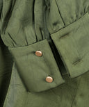 Olive Satin Buttoned Cuff Long Sleeve Tunic