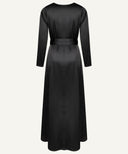 Black Satin A-Line Long Sleeve Maxi Abaya Dress