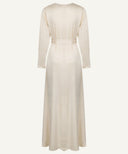 Ivory Cream Satin A-Line Long Sleeve Maxi Abaya Dress