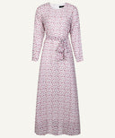 Rose Print Chiffon Classic A-Line Long Sleeve Maxi Abaya Dress