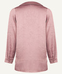 Chai Pink Satin Long Sleeve Flat Collared Basic Blouse