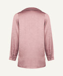 Chai Pink Satin Long Sleeve Flat Collared Basic Blouse