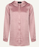 Chai Pink Satin Long Sleeve Flat Collared Basic Blouse