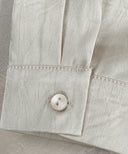 Sand Satin Long Sleeve Flat Collared Basic Blouse