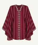 Crimson Pinstripe Kaftan Tunic
