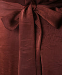 Mahogany Satin Long Sleeve Draped Blouse