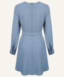 Powder Blue Long Sleeve Draped Blouse