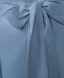 Powder Blue Long Sleeve Draped Blouse