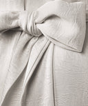 Sand Satin Long Sleeve Draped Blouse