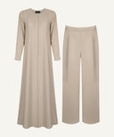 Light Taupe Loop Button Dress Set