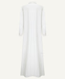 Off-White Front-Gathered Tie-Waist Button-Down Maxi Dress