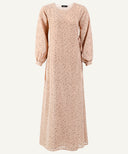 Beige Floral Print Wrap Long Sleeve Maxi Dress
