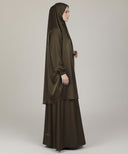 Army Green Satin 2-Piece Prayer Set (Jilbab)