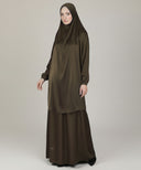 Army Green Satin 2-Piece Prayer Set (Jilbab)