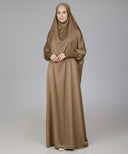 Camel Brown Satin Prayer Dress (Jilbab)