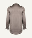 Dark Mink Satin Long Sleeve Shirt Blouse