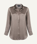 Dark Mink Satin Long Sleeve Shirt Blouse