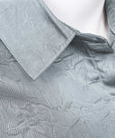 Pale Slate Satin Long Sleeve Shirt Blouse