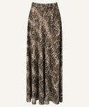 Taupe Brown Snake Print Flared Skirt