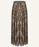 Taupe Brown Snake Print Flared Skirt