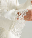 White Self-Textured Lace Jacket Matching Set