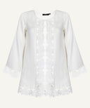 White Self-Textured Lace Jacket Matching Set