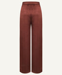 Mahogany Front Pleated Satin Wide Legged Pants