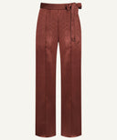 Mahogany Front Pleated Satin Wide Legged Pants