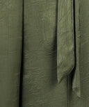 Olive Front Pleated Satin Wide Legged Pants