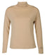 Beige High Neck Long Sleeve Body Shirt | Tee Shirt