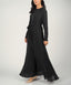 Black Chiffon Classic A-Line Long Sleeves Maxi Abaya Dress