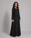 Black Button Down A-line Abaya