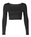 Black Cropped Long Sleeve Body Shirt