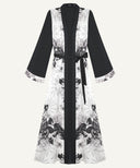 Black Fil Coupe Floral Panel Kimono