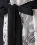 Black Fil Coupe Floral Panel Kimono