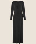 Black A-Line Long Sleeve Jersey Dress
