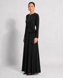 Black A-Line Long Sleeve Jersey Dress
