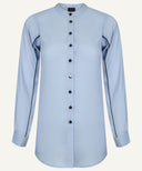 Blue Grey Contrast Piping Button Down Matching Set