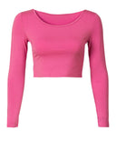 Bright Pink Cropped Long Sleeve Body Shirt