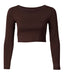 Brown Cropped Long Sleeve Body Shirt