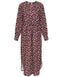 Burgundy Floral Long Sleeves Modest Midi Dress