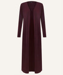 Burgundy A-Line Long Sleeves Jersey Cardigan