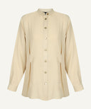 Butter Yellow Pleated Button-Down Shirt