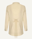 Butter Yellow Pleated Button-Down Shirt