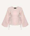 Champagne pink Bell Sleeve Basic Blouse