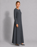 Charcoal Front Button Down A-line Abaya