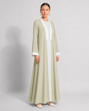 Clary Sage Contrast Trim Cardigan Abaya Set